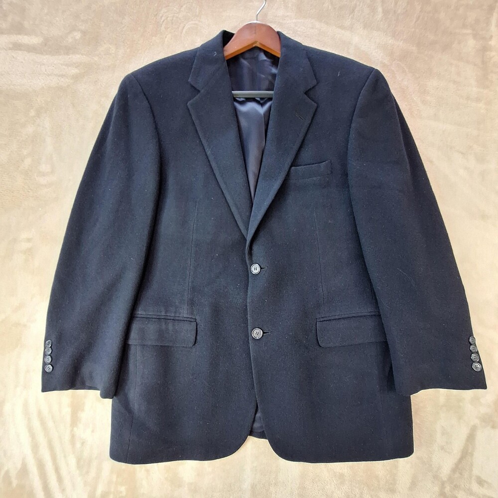 Andrew Fezza Sport Coat Mens 40R Black 100% Camel Hair Single Vent 2 Button